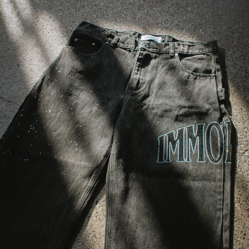 CRYSTALS BLACKVENOM BAGGY JEANS L