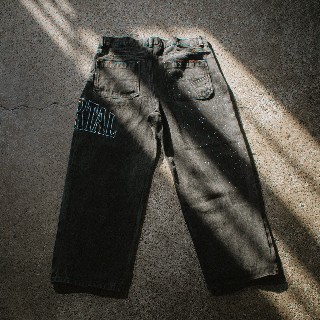 CRYSTALS BLACKVENOM BAGGY JEANS L