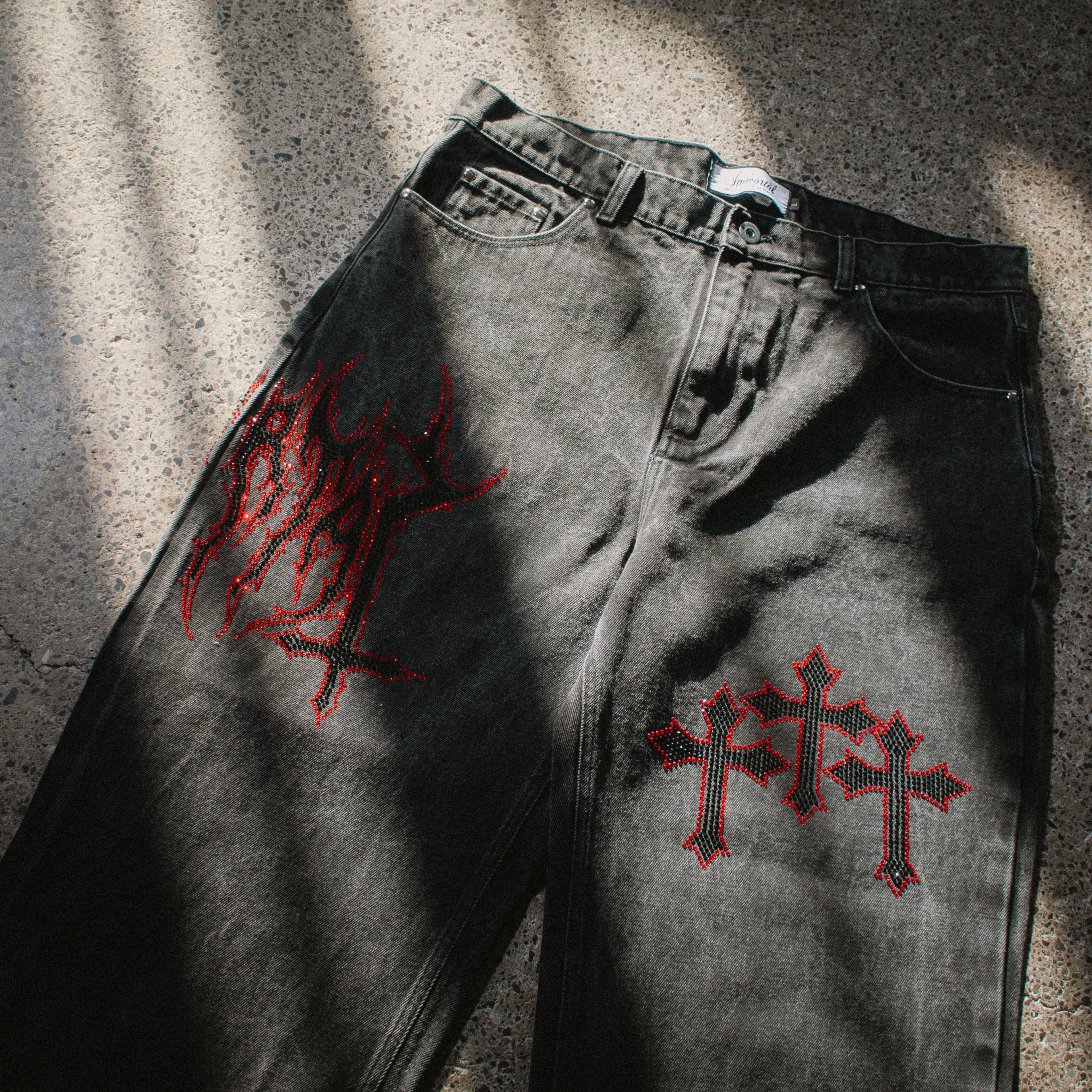 HEAVYGLOOM RED VENOM BAGGY JEANS L