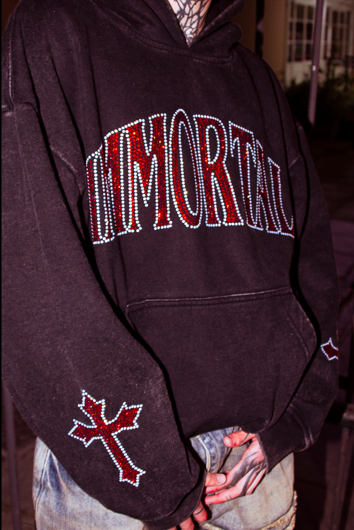 IMMORTAL RHINESTONE ACID CRYSTALS ROJO/PERLAS BLANCAS LIMITED EDITION