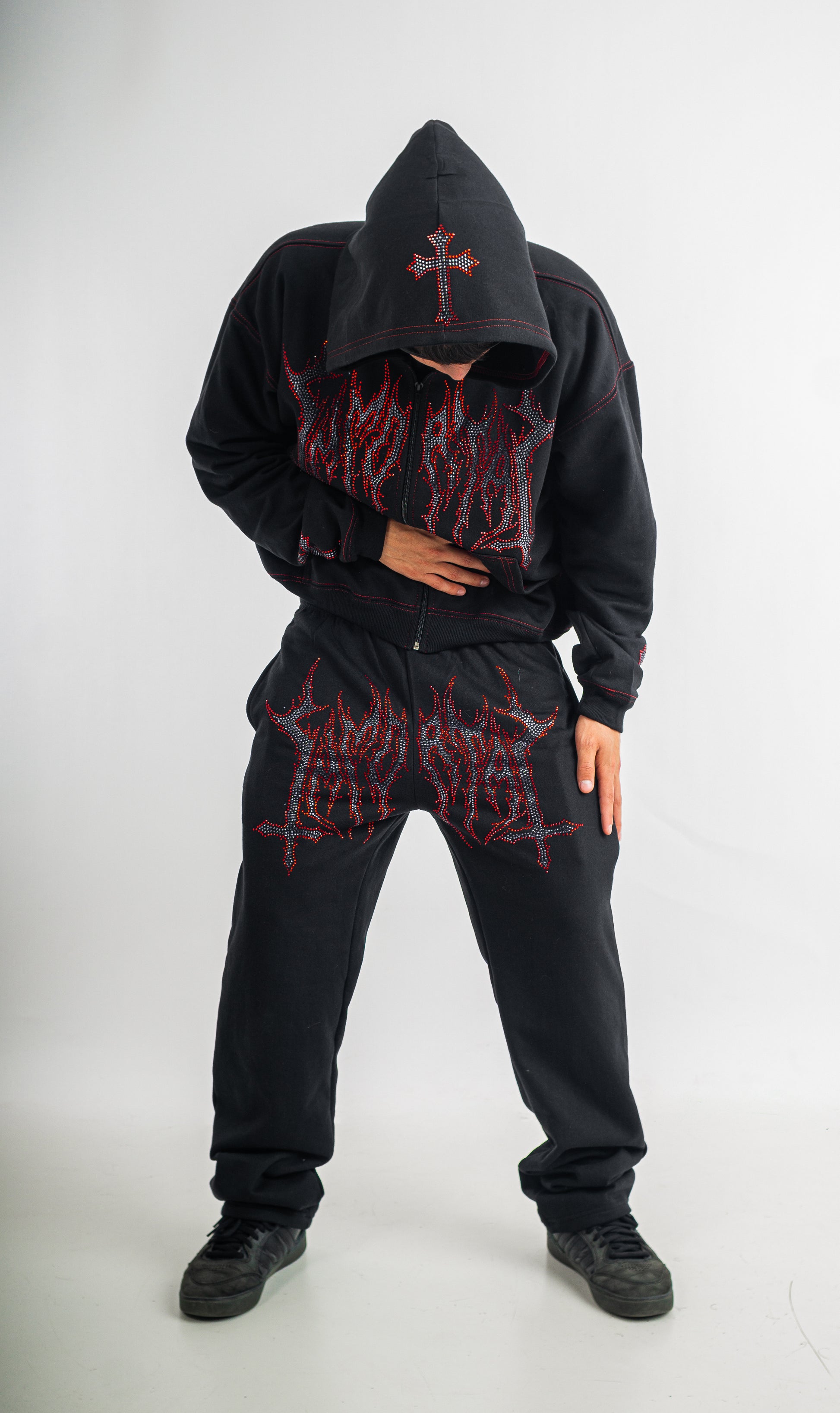 IMMORTAL CRYSTALS HEAVYGLOOM RED CODEINE TRACKPANT