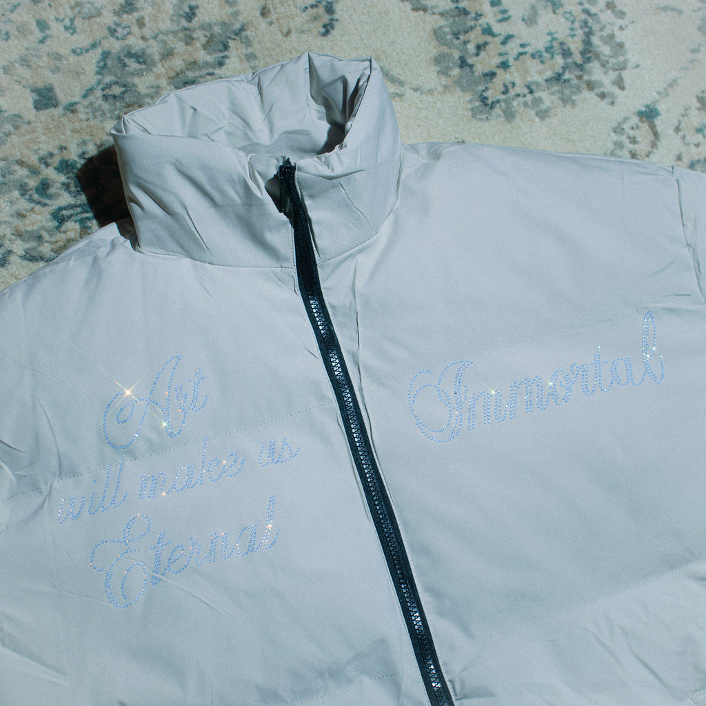 CRYSTAL ETERNAL CODEINE PEARL PUFFER JACKET XL-XXL SAMPLE