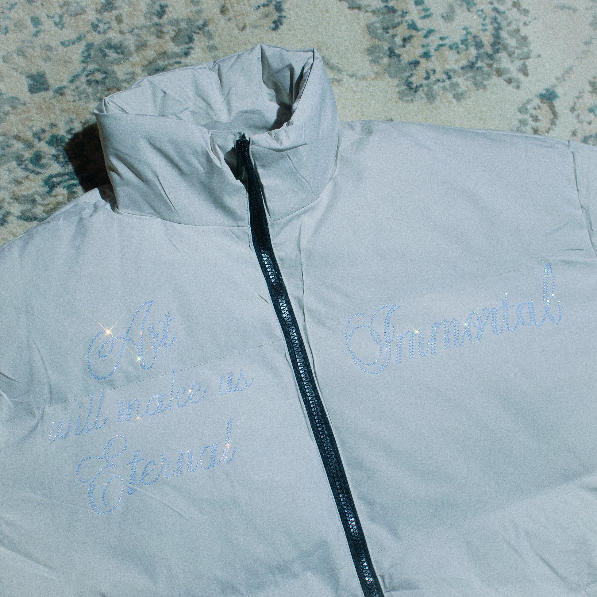 CRYSTAL ETERNAL CODEINE PEARL PUFFER JACKET XL-XXL SAMPLE