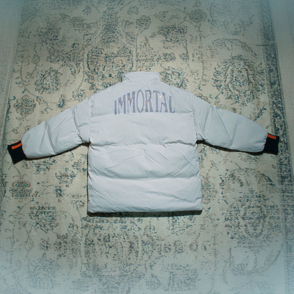 CRYSTAL ETERNAL CODEINE PEARL PUFFER JACKET XL-XXL SAMPLE