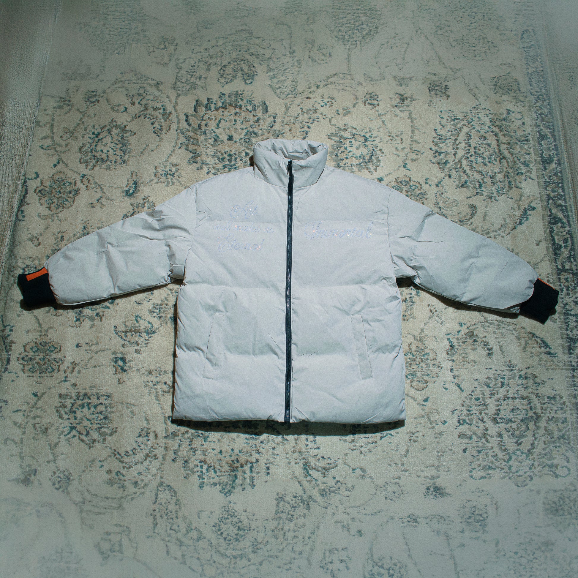 CRYSTAL ETERNAL CODEINE PEARL PUFFER JACKET XL-XXL SAMPLE